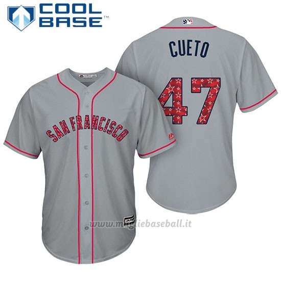 Maglia Baseball Uomo San Francisco Giants 2017 Estrellas y Rayas Johnny Cueto Grigio Cool Base